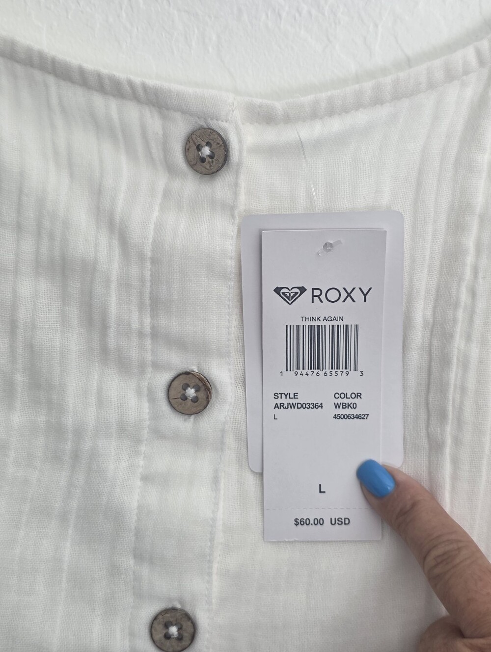 Roxy White Button-Front Mini Dress - Picture 2 of 6